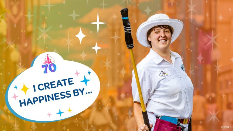 Disneyland Cast Member Creates Happiness by Bringing Characters to Life with Water and a Broom