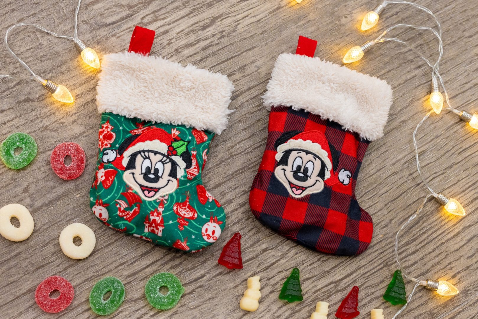 Mickey Mouse and Minnie Mouse Stocking with Christmas Gummies 