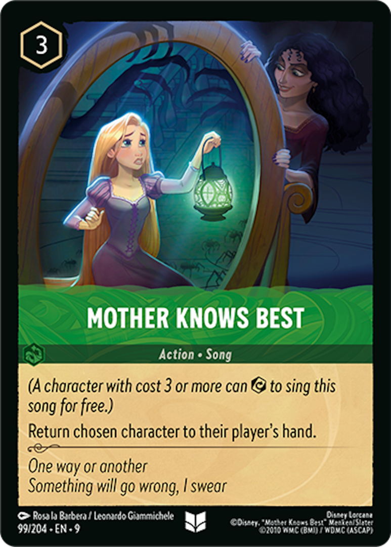 Lorcana song card Mother Knows Best