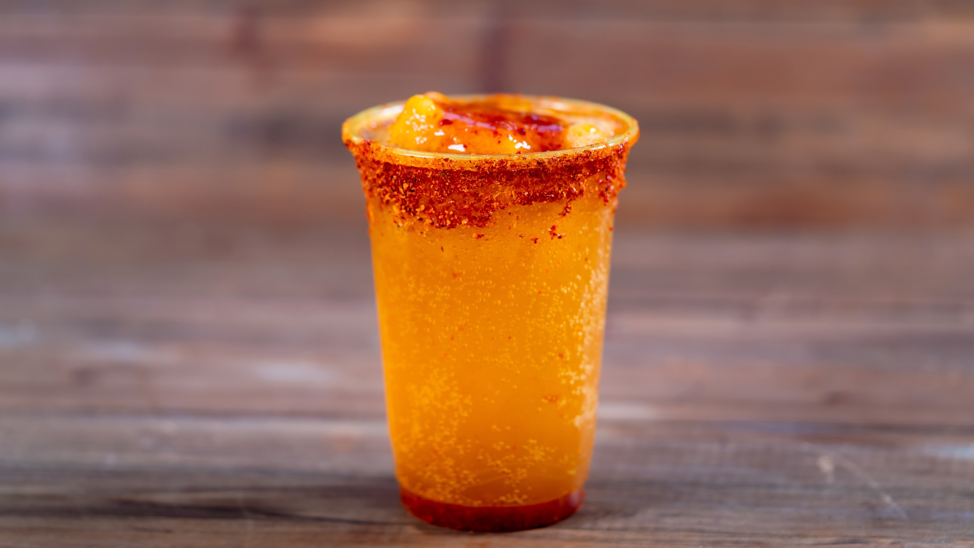 Mango Hard Float: Golden Road Brewery Mango Cart, mango sorbet, chamoy, and chile-lime seasoning  