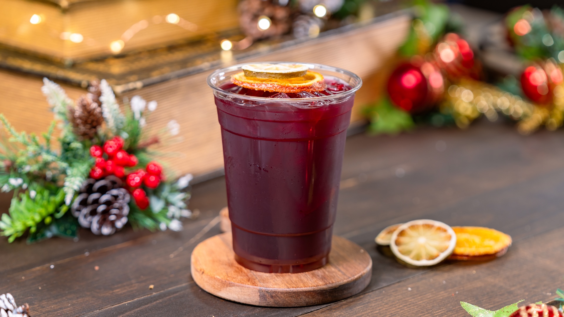 Blood Orange & Hibiscus Limeade garnished with dried fruit (Non-alcoholic) 