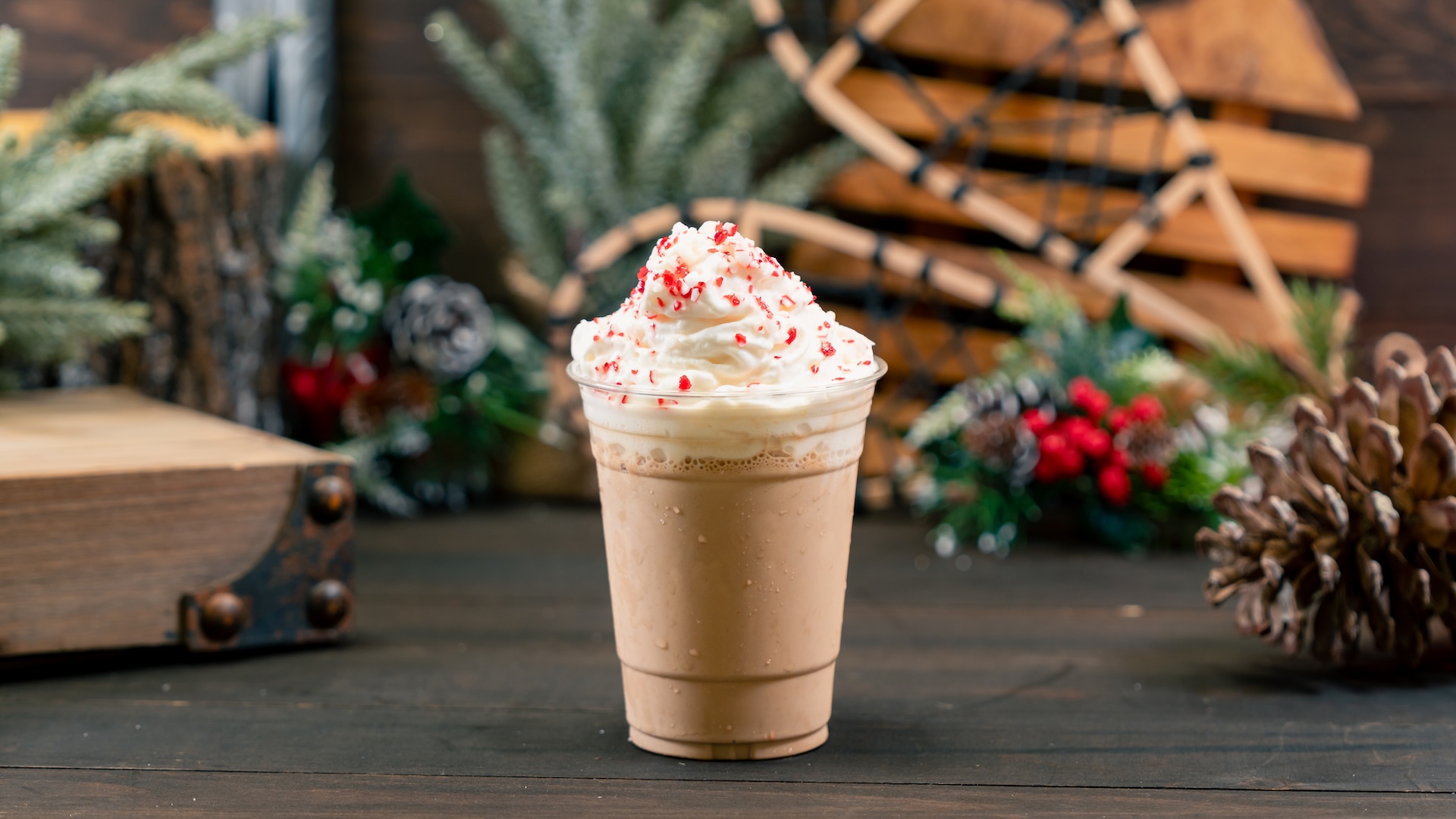 Peppermint Mocha Shake: Joffrey’s Peppermint, chocolate, and coffee shake with whipped topping and peppermint candy pieces (Non-alcoholic) 