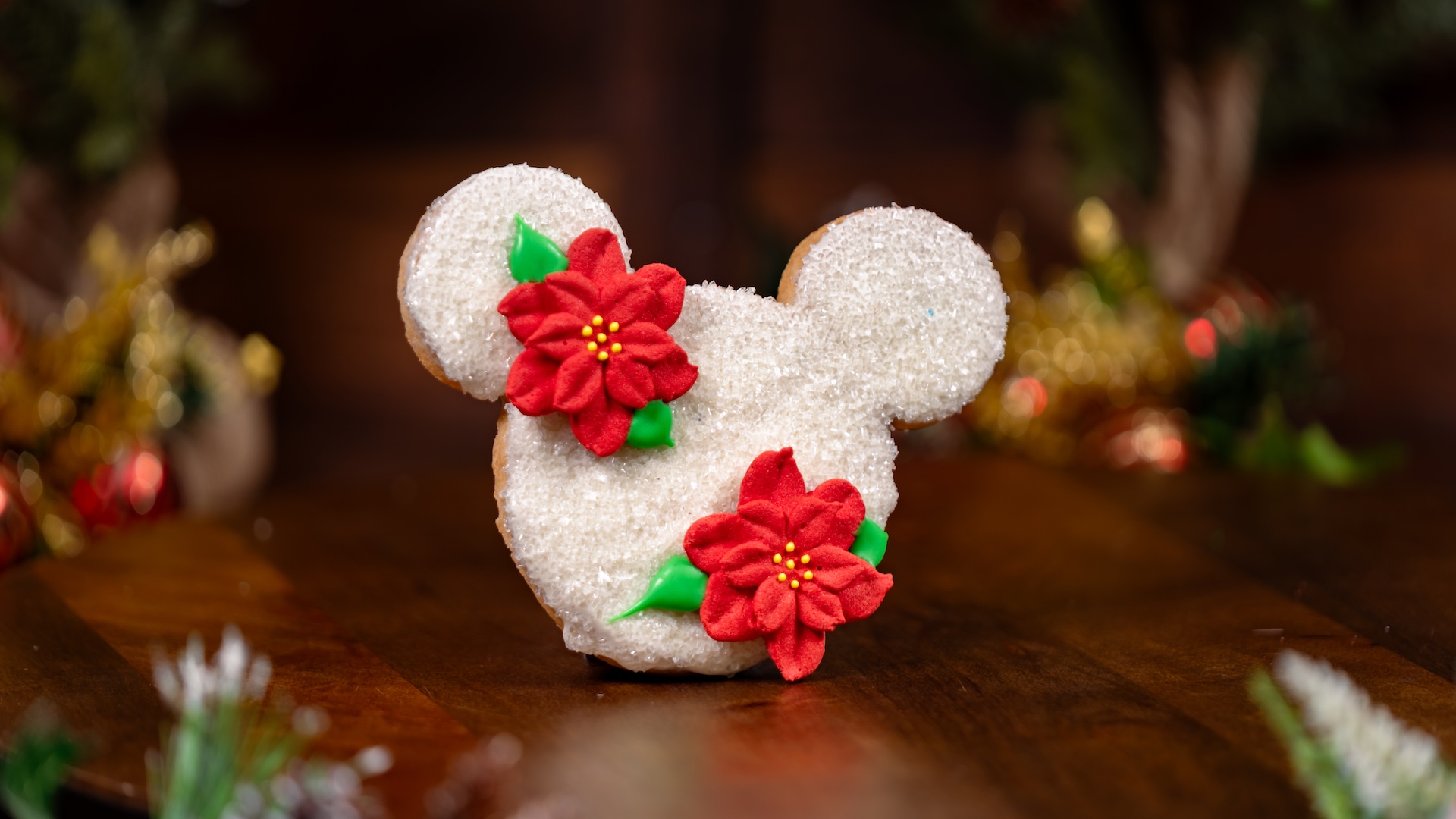 Mickey-shaped Poinsettia Cookie 