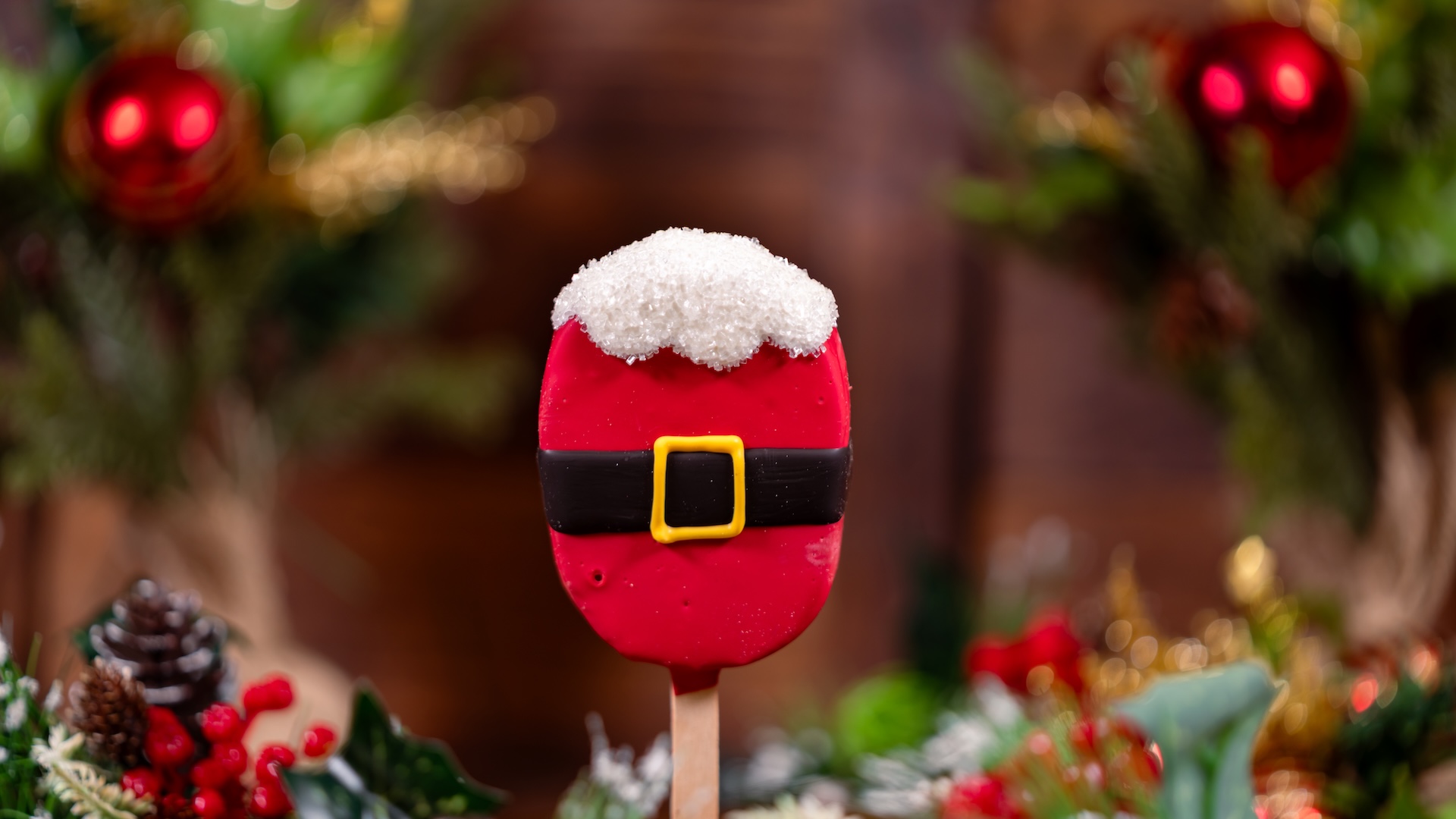Santa Jumbo Cake Pop: Chocolate cake pop dipped in white chocolate (New)  