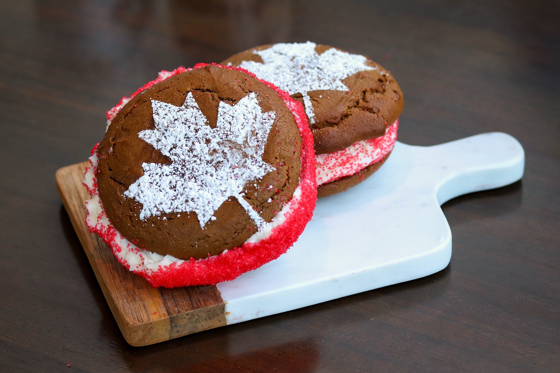 Gingerbread Whoopie Pie: Vanilla buttercream and holiday sprinkles 