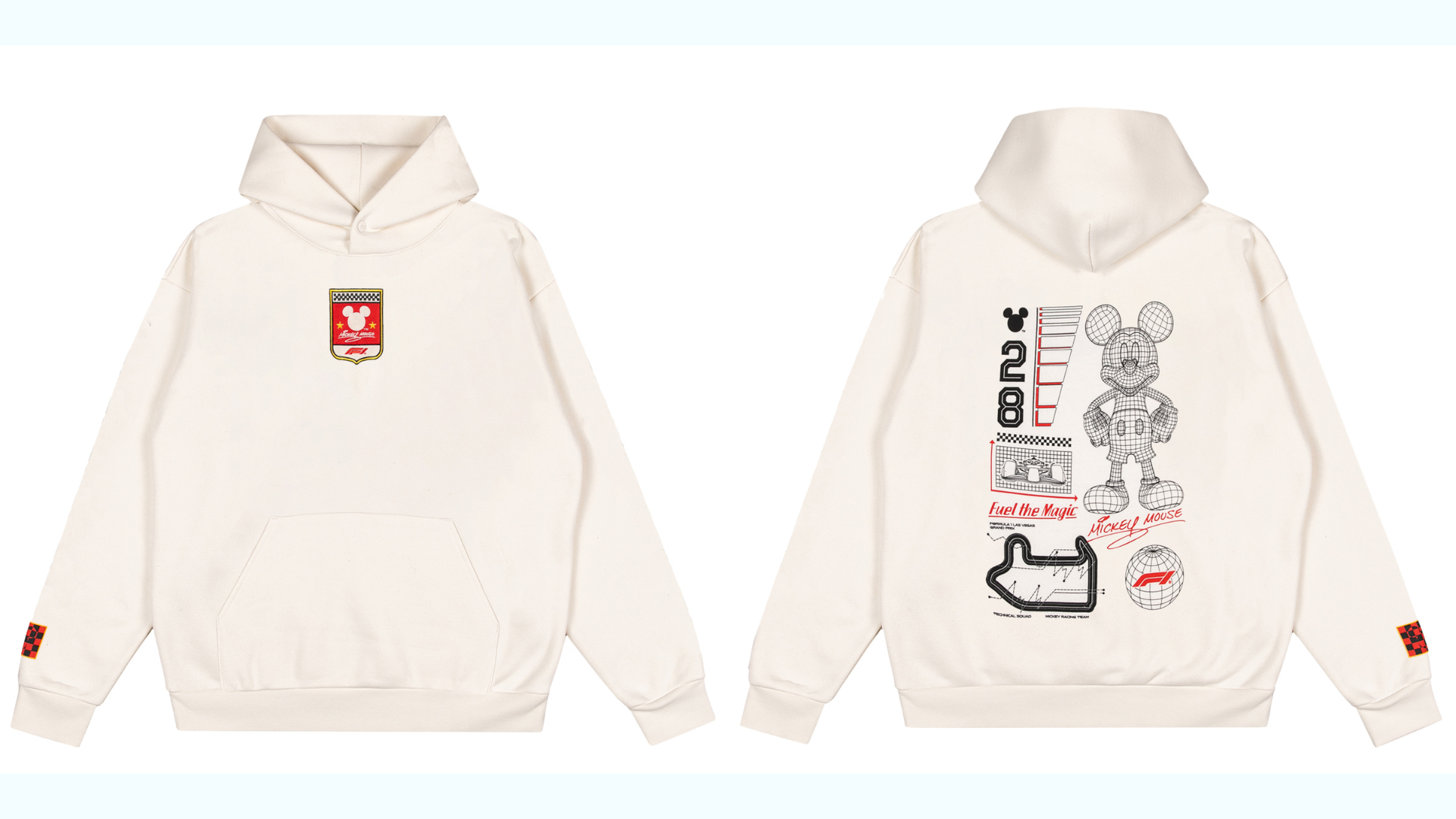 Disney x Formula 1 Pullover Hoodie for Adults – Cream