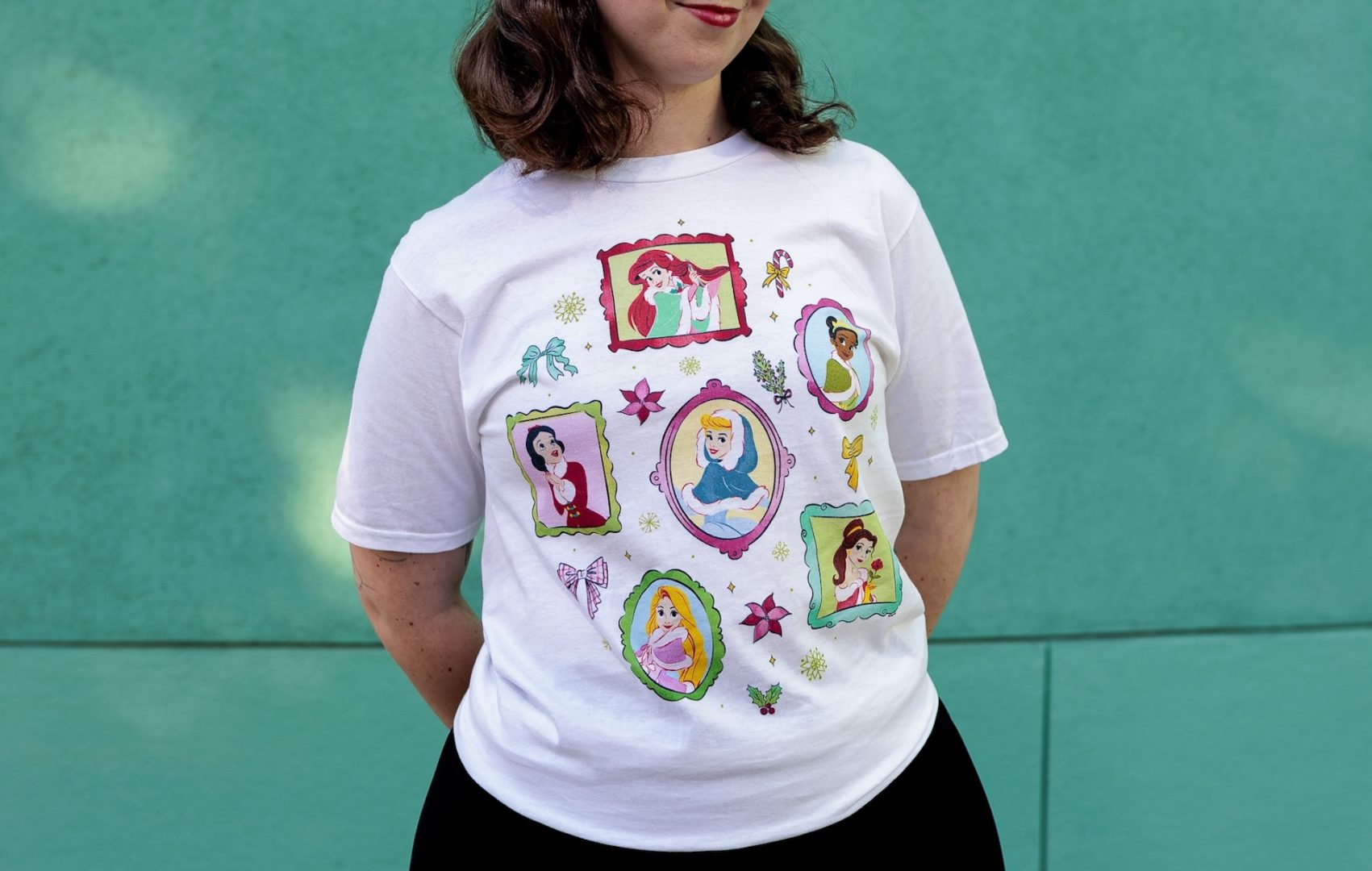 Disney Princess Coquette Holiday Picture Frames Christmas T-Shirt 