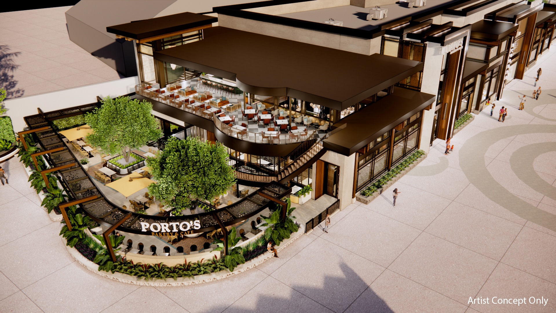 Rendering of Porto&rsquo;s Bakery & Cafe at Downtown Disney