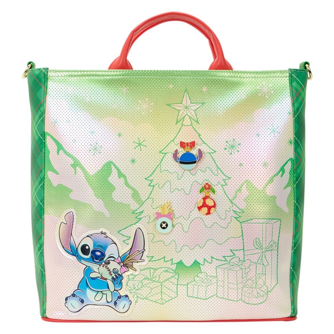 Lilo & Stitch Holiday Tote Pin Trader Crossbody Bag by Loungefly