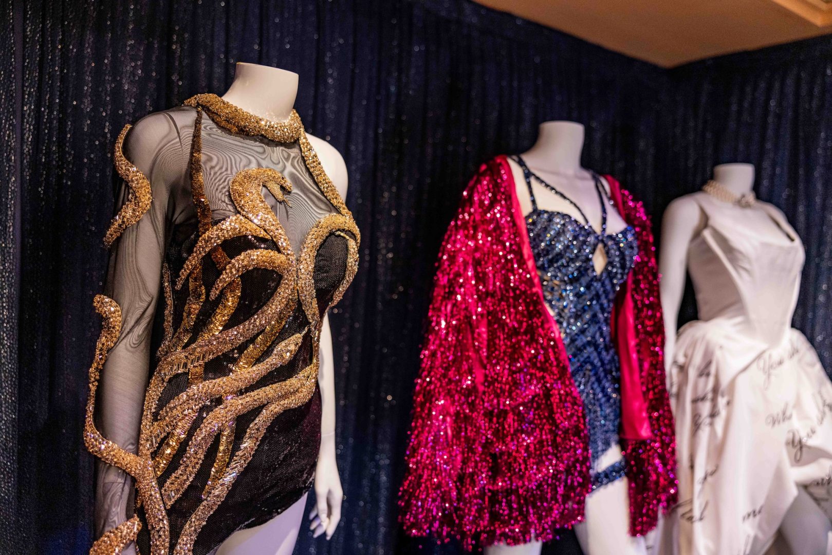 Taylor Swift Eras Tour costume exhibit at Walt Disney Presents inside Disney&rsquo;s Hollywood Studios