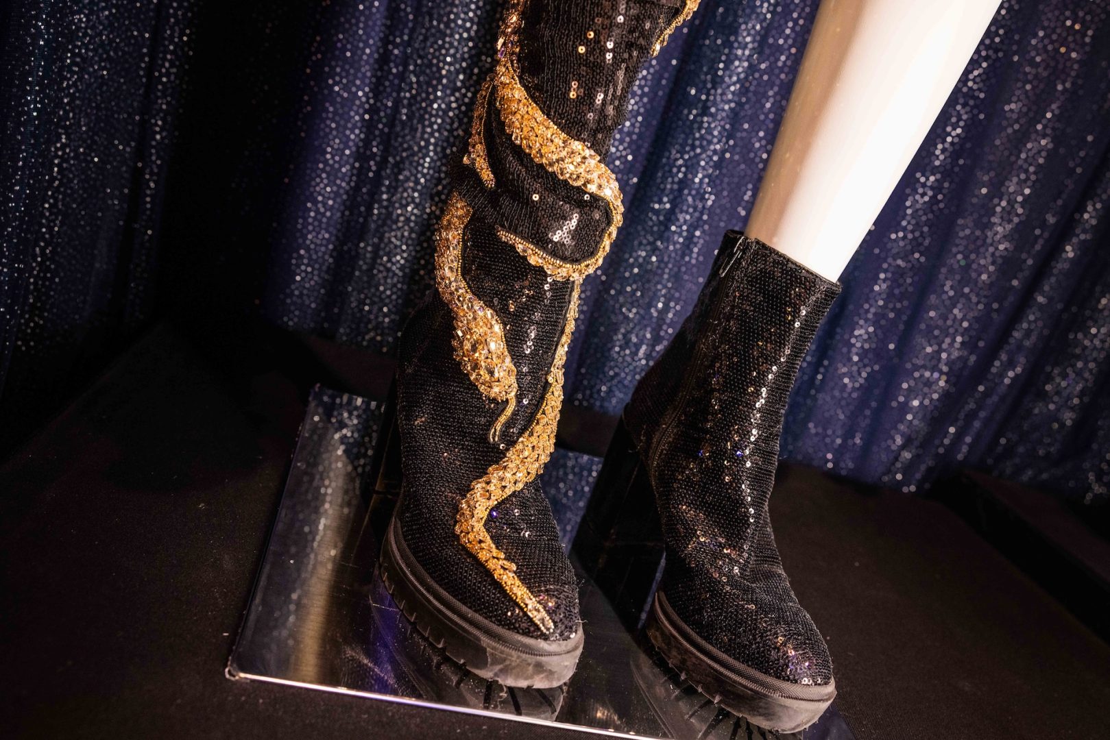 Taylor Swift Eras Tour costume exhibit at Walt Disney Presents inside Disney&rsquo;s Hollywood Studios