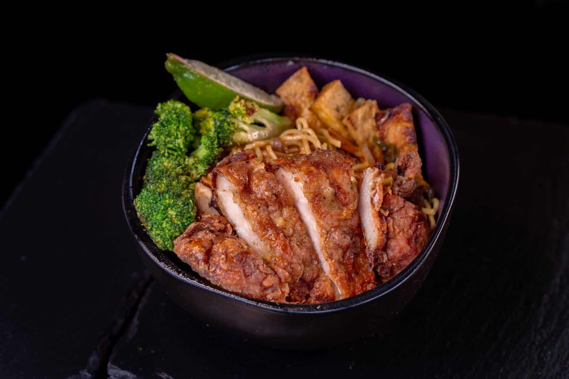 Tofu Noodle Stir-fry Karaage Chicken at Lucky Fortune Cookery