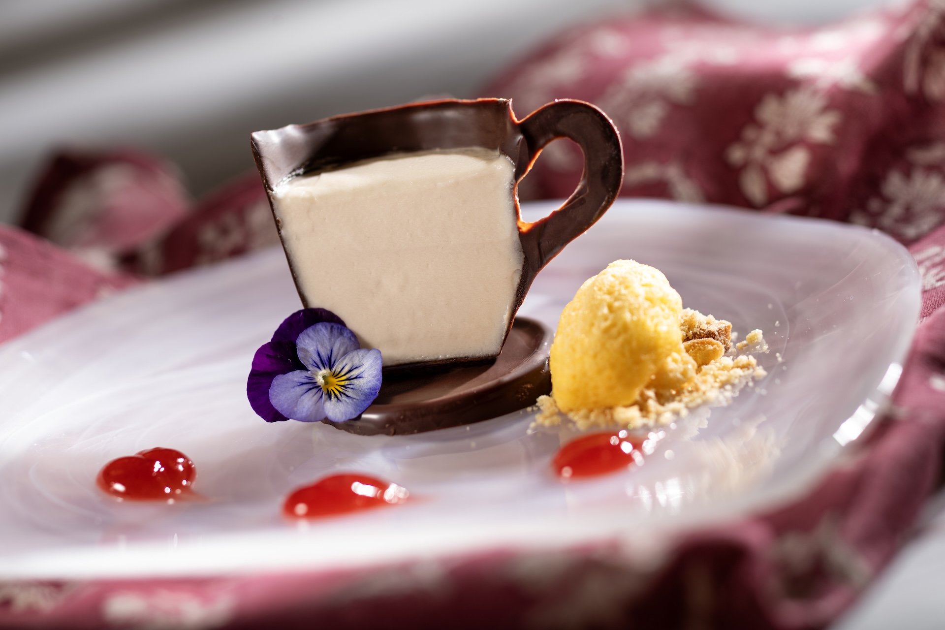 Chapter 3: Tea Treat: Twinings Earl Grey Tea Treat Chocolate Pot de Cr&egrave;me, lemon madeleine, rose and raspberry jam, and a tea biscuit crumble (New)