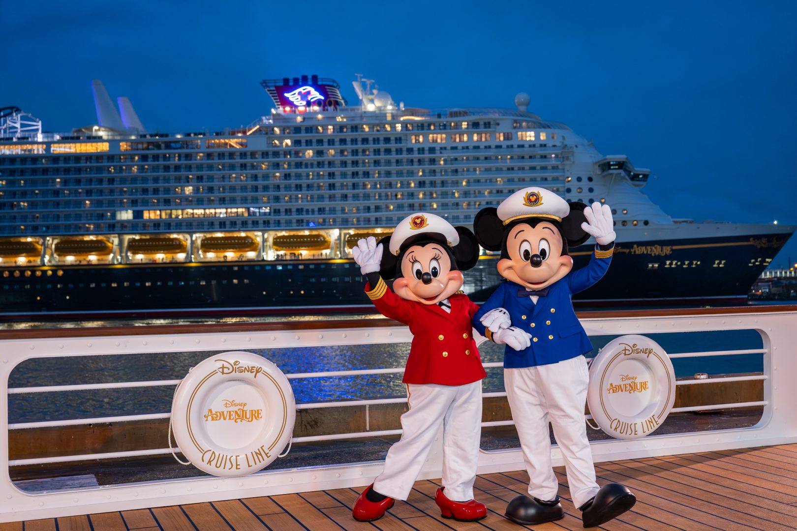 Mickey Mouse and Minnie Mouse welcome Disney Adventure at Port Canaveral
