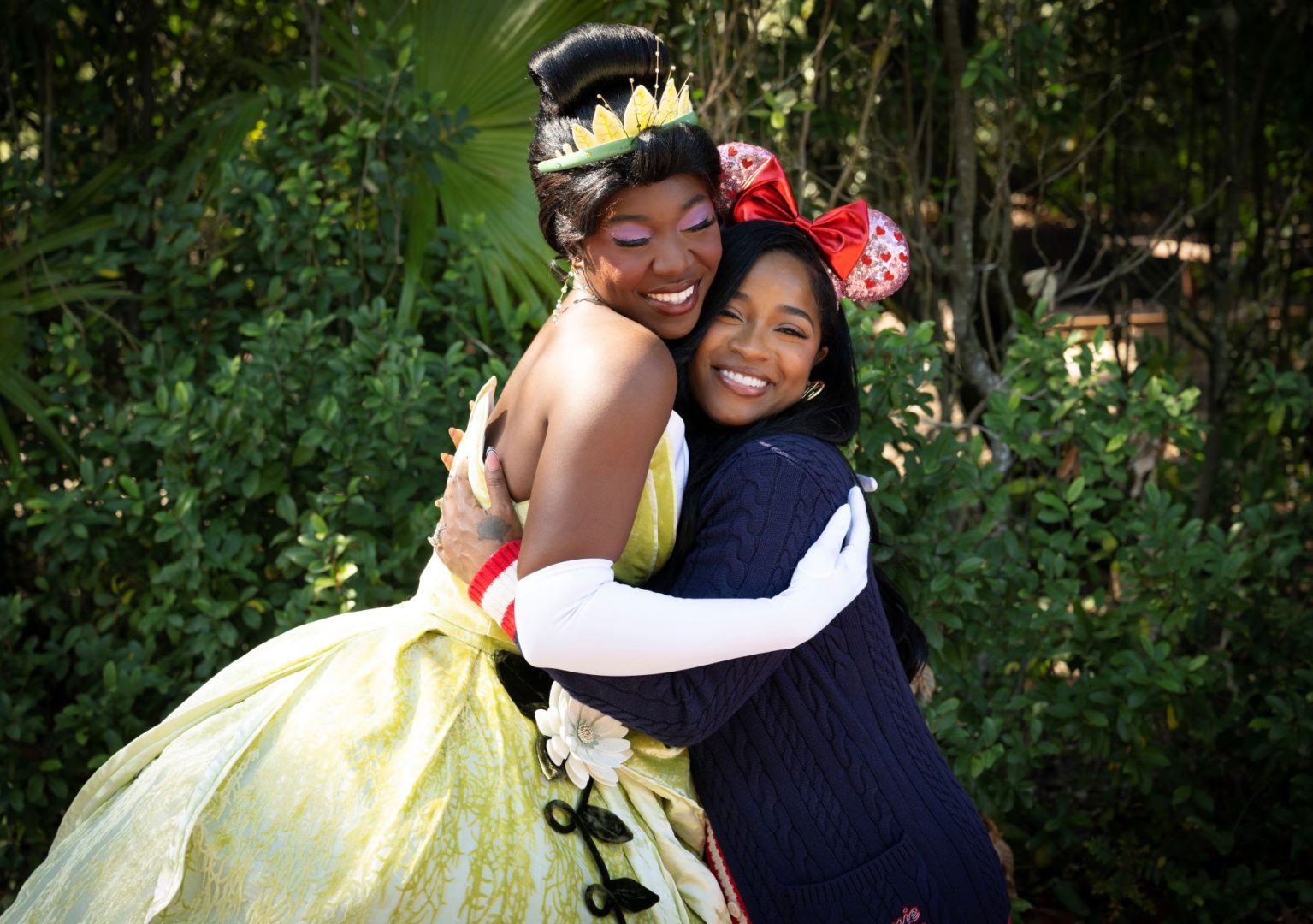 Toya Johnson-Rushing and Princess Tiana at Disney World