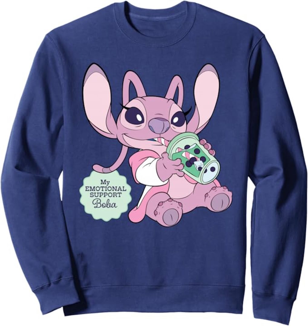 Disney Lilo & Stitch Angel My Emotional Support Boba Tea Sweatshirt 