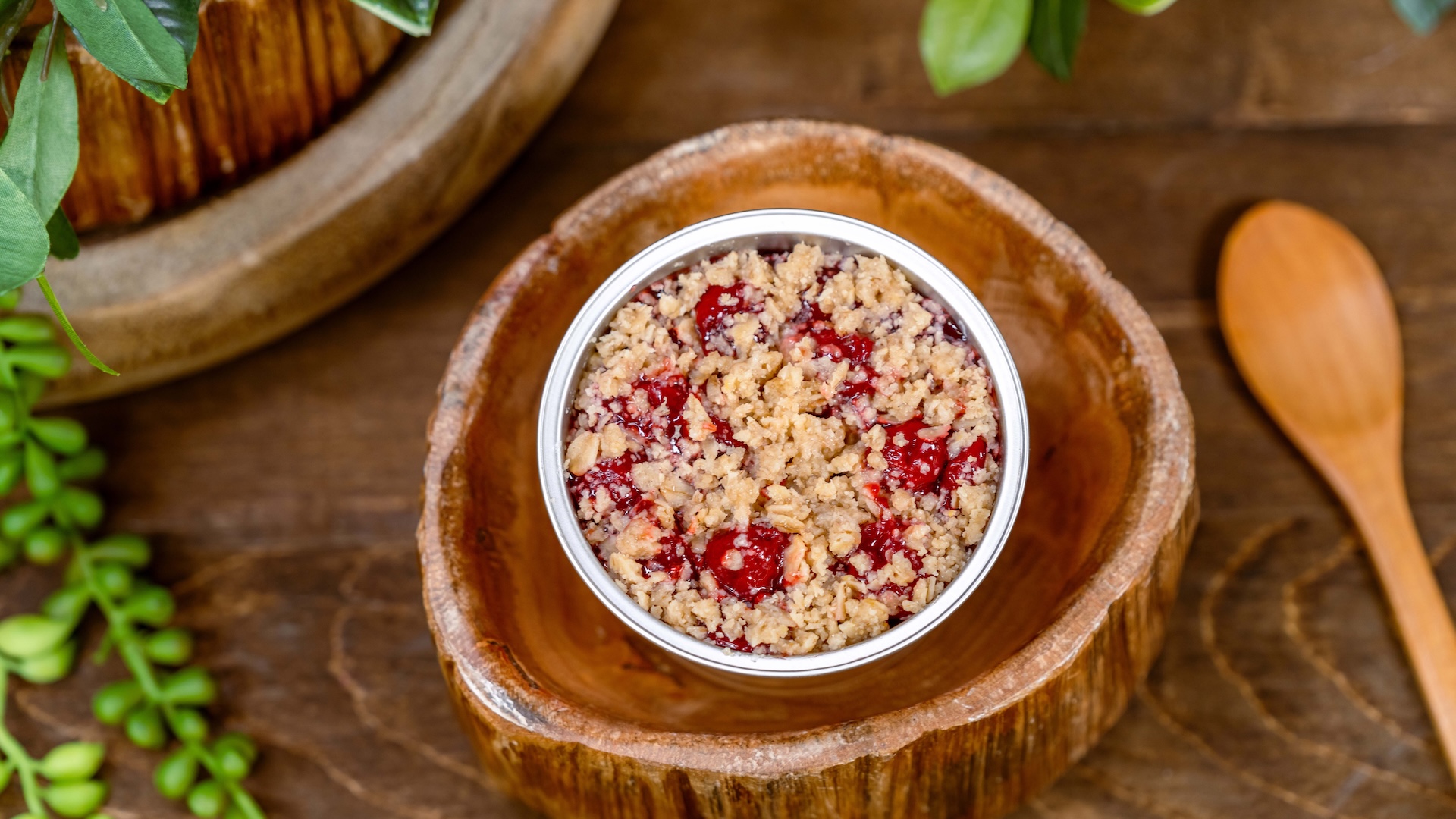 Cherry Cobbler Pot de Cr&egrave;me: Vanilla custard, cherry filling, and oat crumble