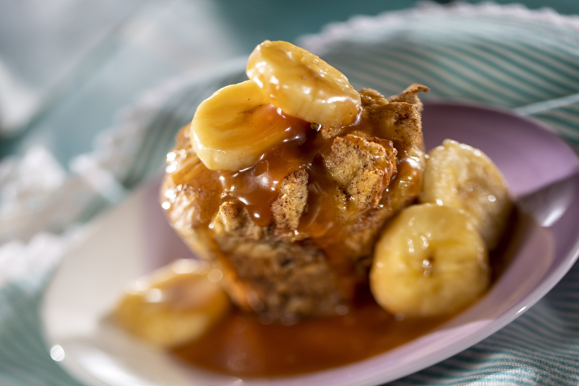 Bananas Foster Bread Pudding with a rum-caramel sauce