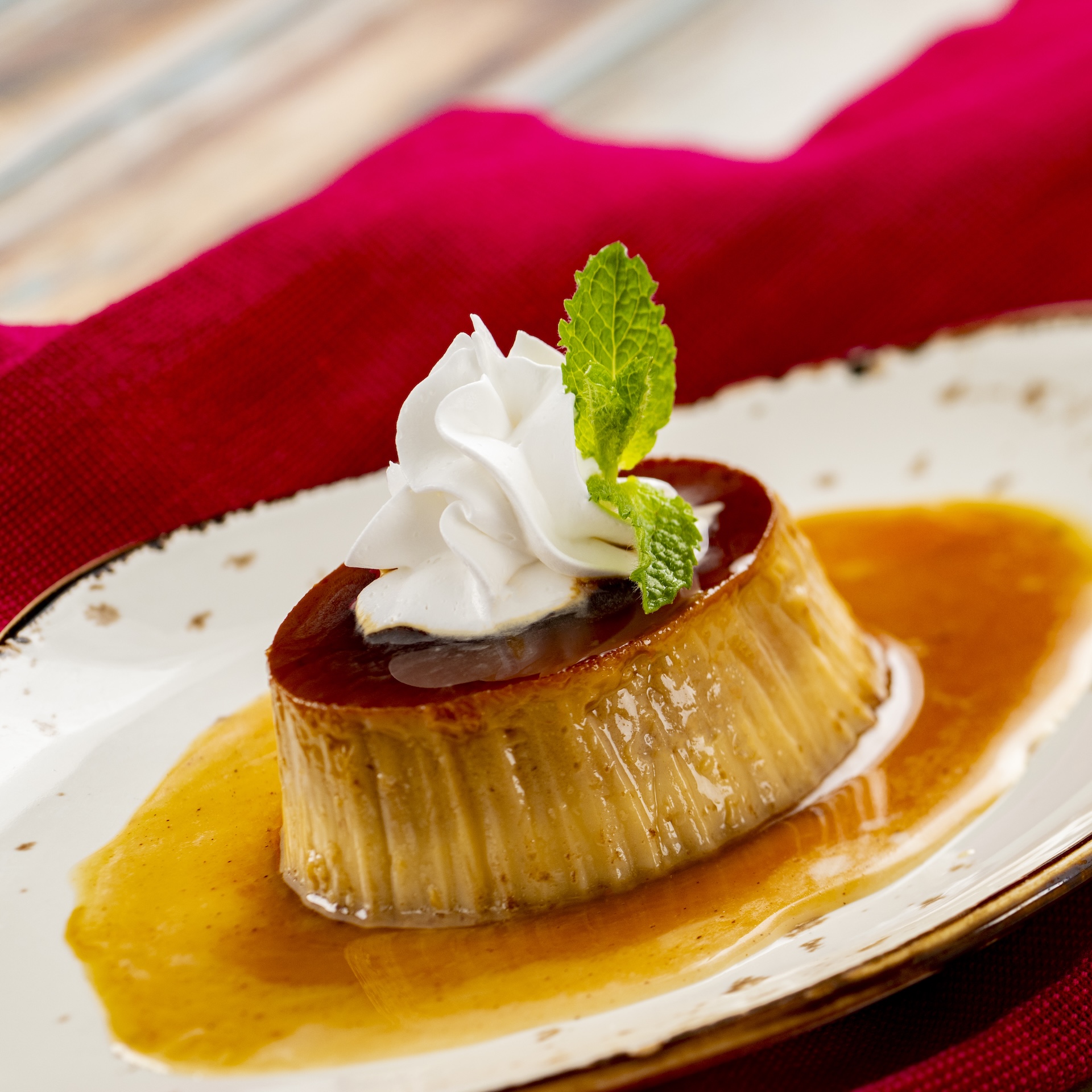 Flan de la Abuela: Creamy hazelnut-chocolate flan with vanilla cr&egrave;me anglaise (New)