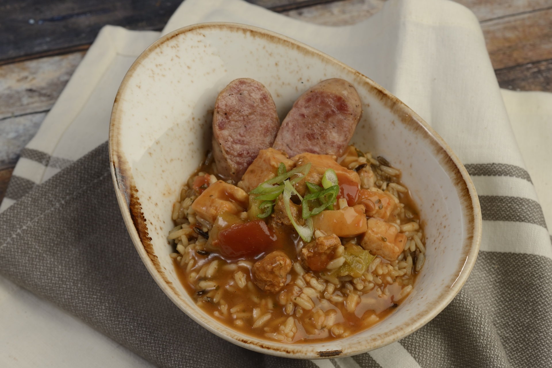 Spicy Chicken Gumbo featuring BEN&rsquo;S ORIGINAL Long Grain & Wild Rice with andouille sausage