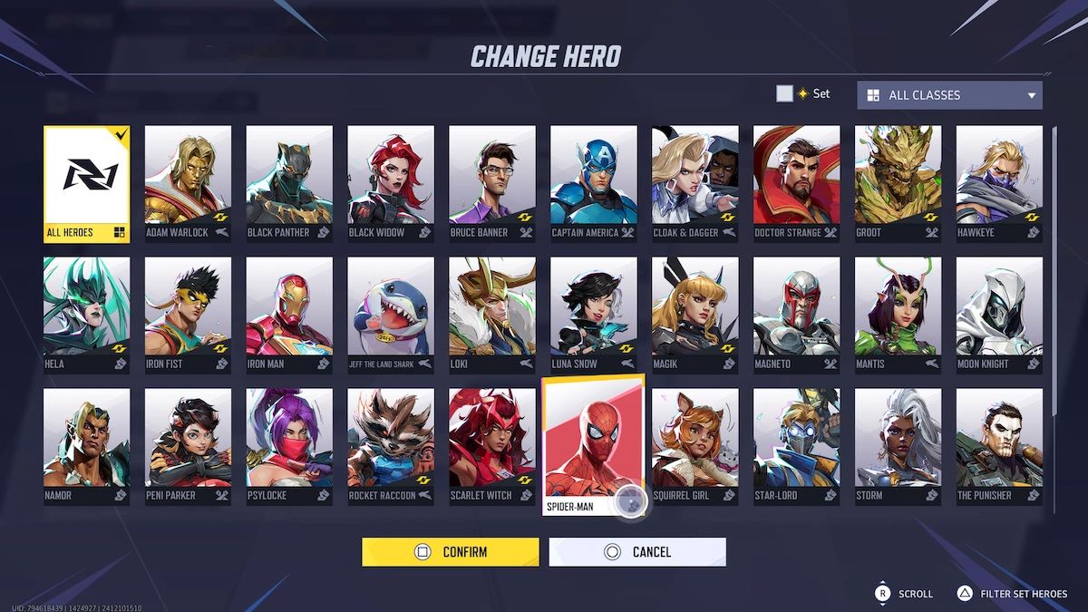Hero Setting in Marvel Rivals