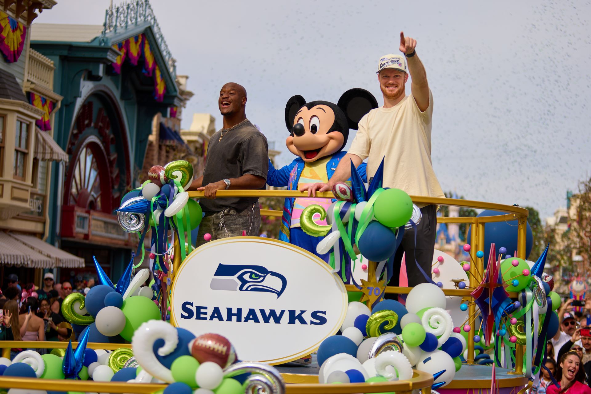 Sam Darnold and Kenneth Walker - Super Bowl Visit to Disneyland