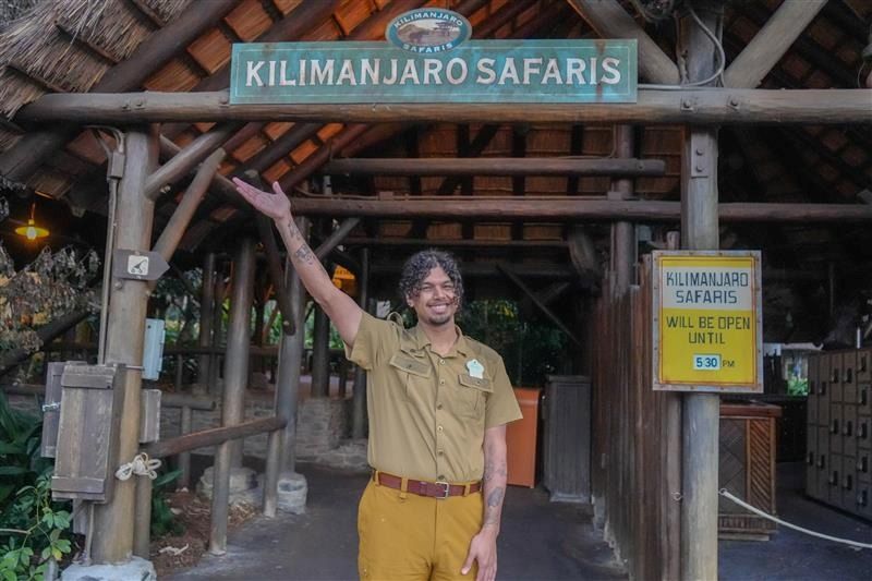 Angel Flores in front of Kilimanjaro Safaris