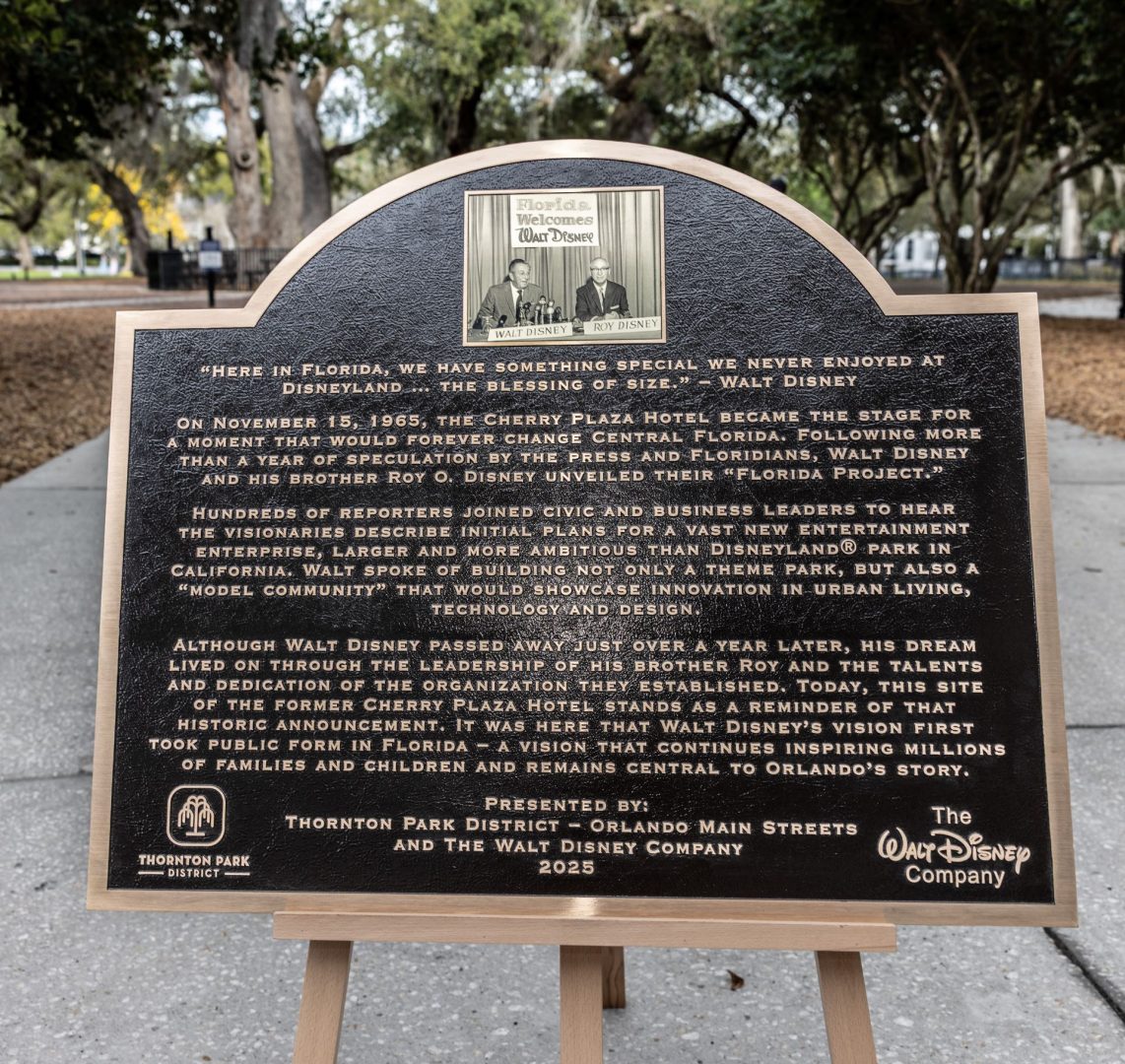 Thornton Park District - Orlando Main Streets - The Walt Disney Company - Dedication