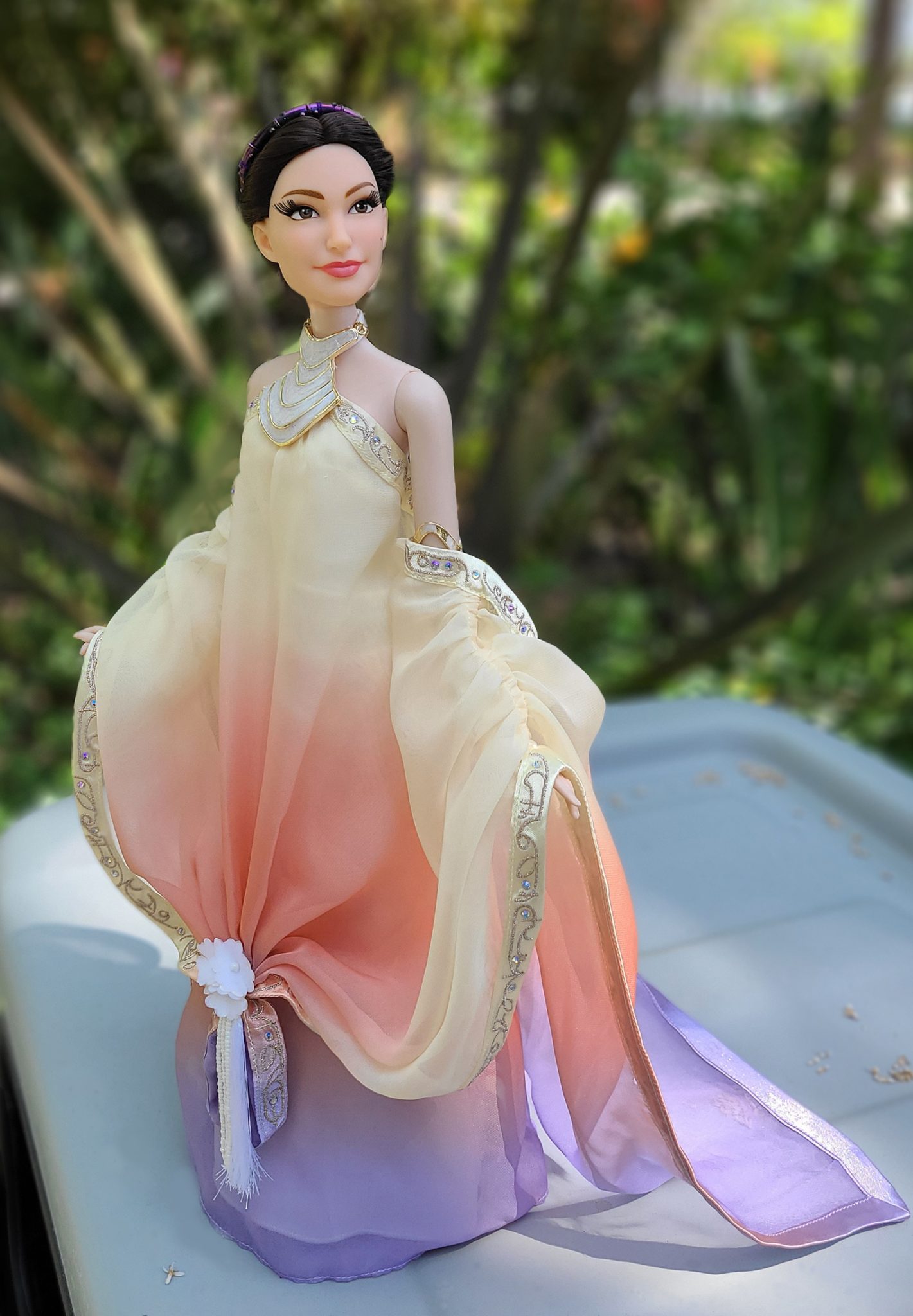 DOLL Original [Pure Love Song] Xiaofei Sleeve Dress Women's Summer New Style Slim Skirt with Fungus Trimming