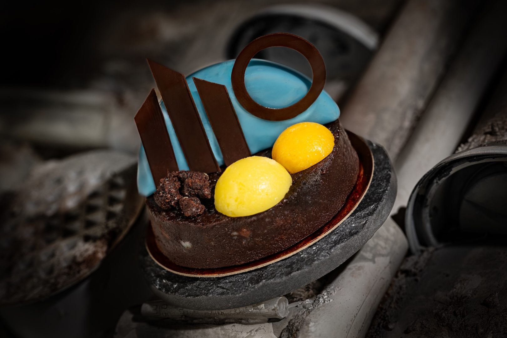 Bright Suns Chocolate Mousse: Milk Chocolate Mousse, Lemon Curd, Orange and Brown Butter Cake (New)