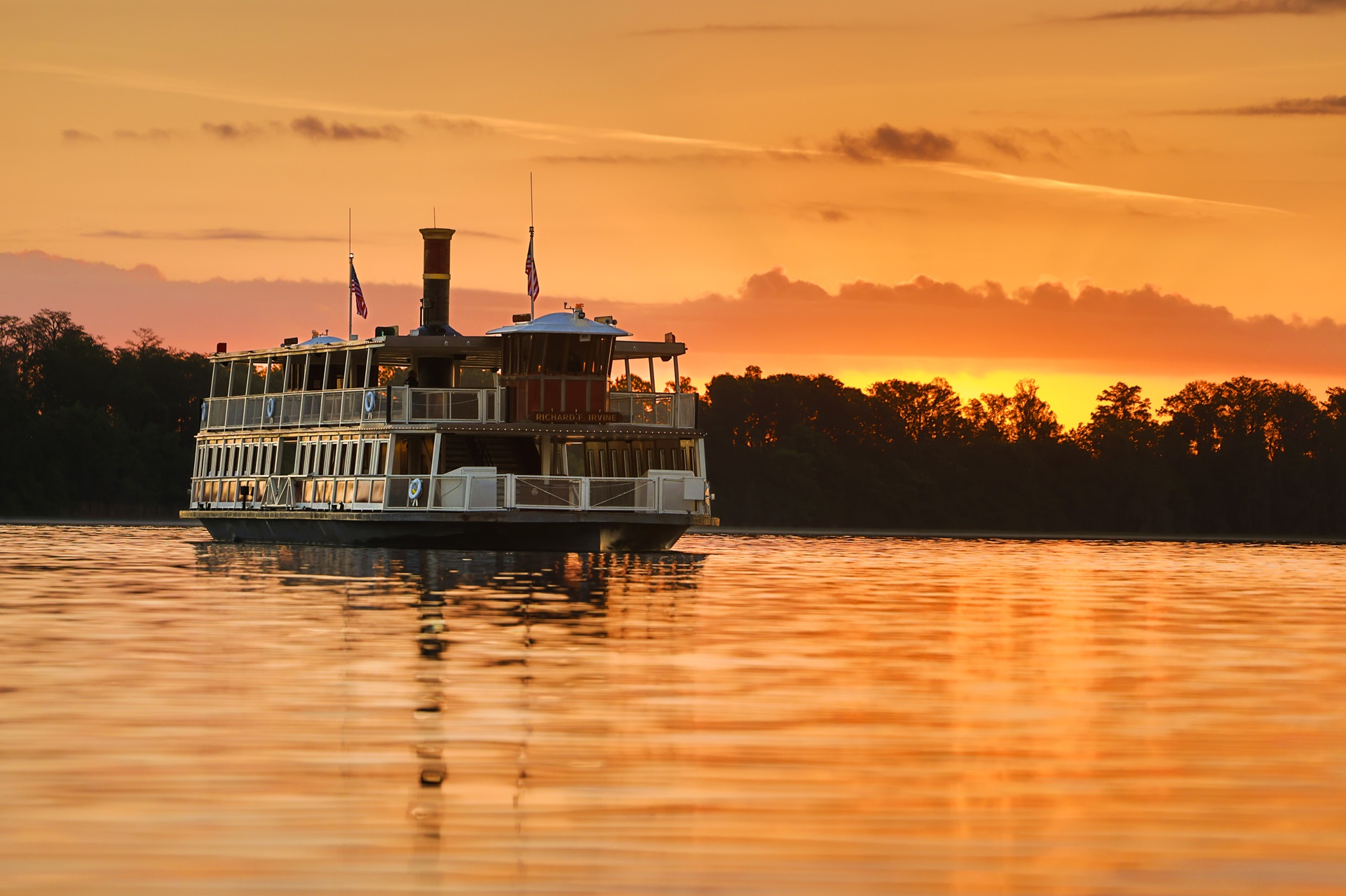 Magic Kingdom ferryboats crossing Seven Seas Lagoon