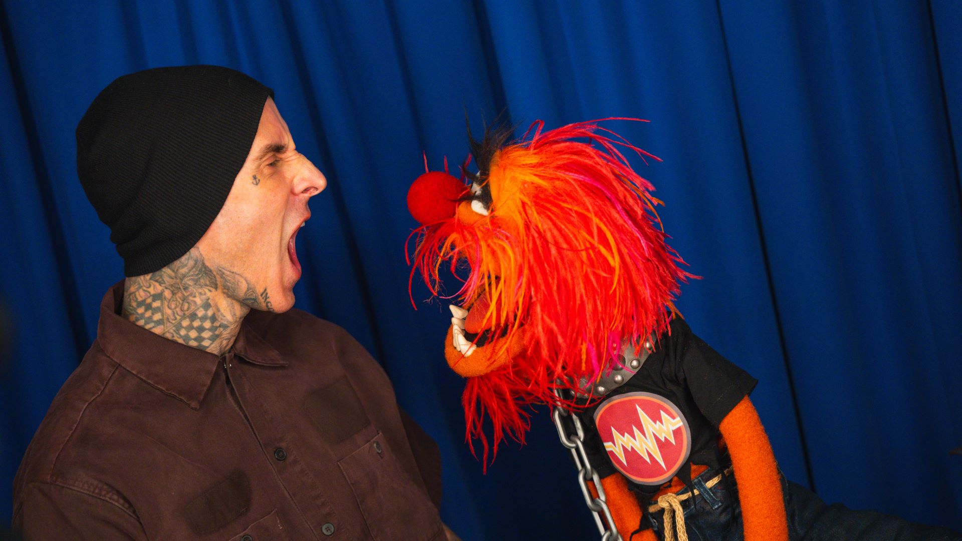 Travis Barker with Animal and The Muppets