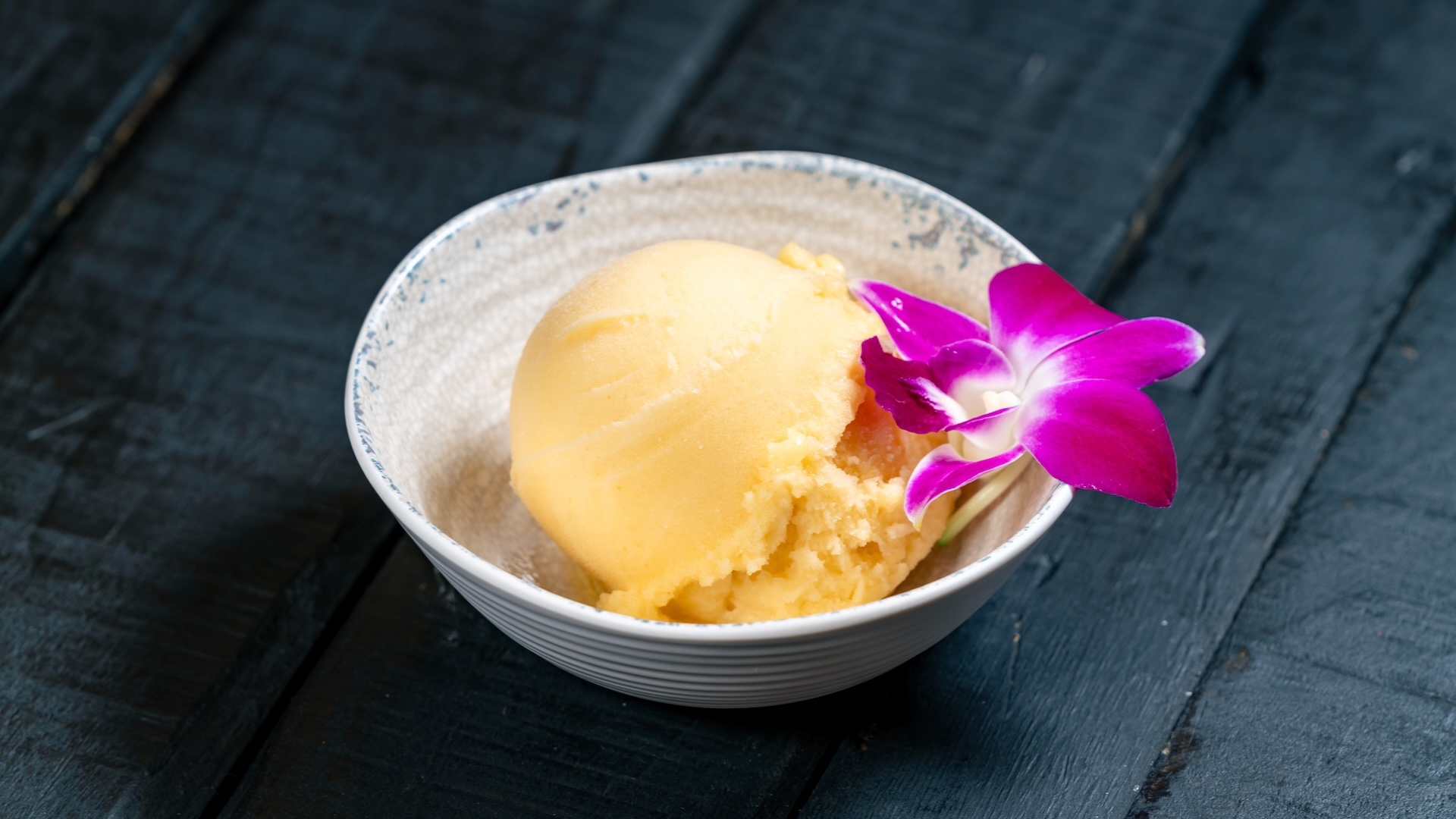 Trader Sam's Enchanted Tiki Bar Disneyland Hotel Scoop of Ice Cream: Coconut ice cream or passion fruit sorbet