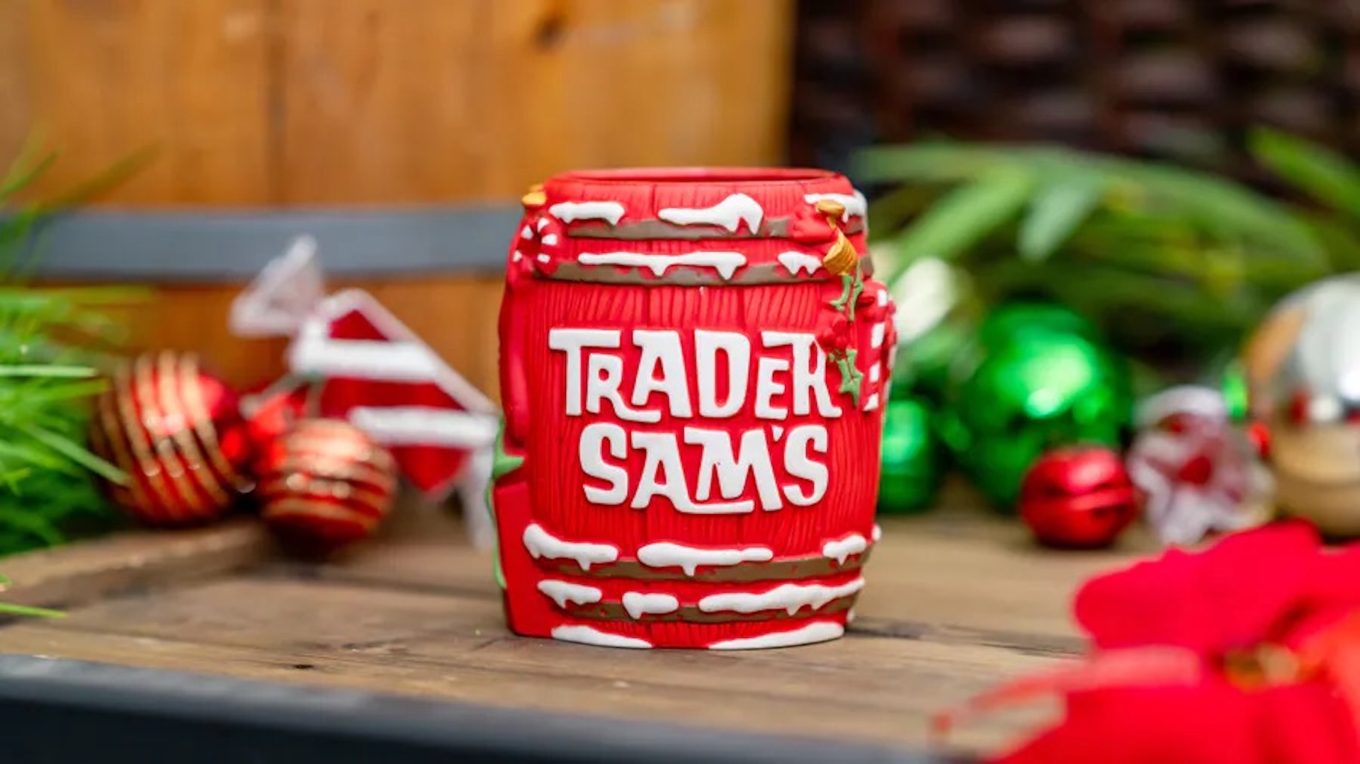 Trader Sam's Enchanted Tiki Bar Disneyland Hotel Holiday Barrel Mug