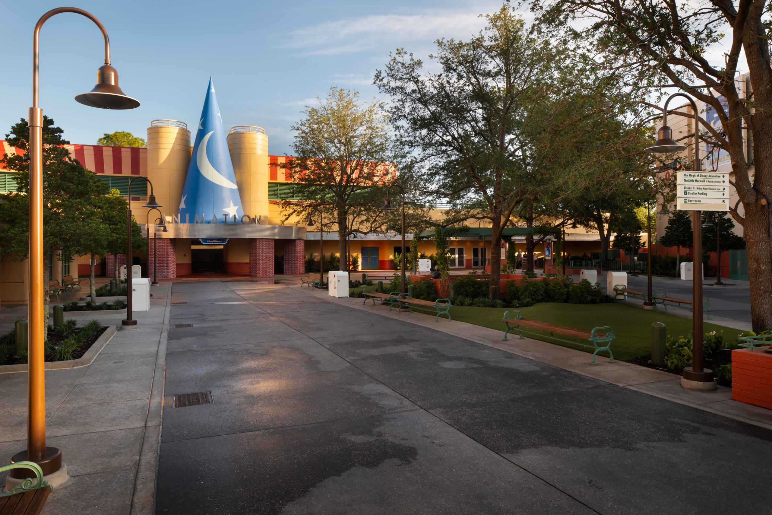 The Walt Disney Studios courtyard at Walt Disney World with studio lot details