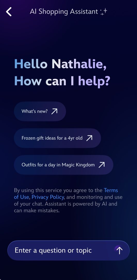 Disney Store’s AI Personal Shopping Assistant