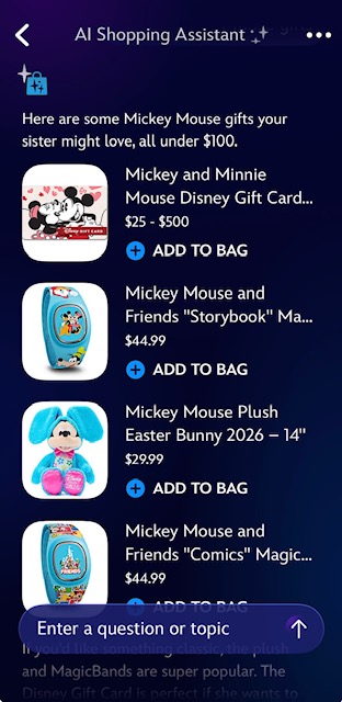 Disney Store&rsquo;s AI Personal Shopping Assistant