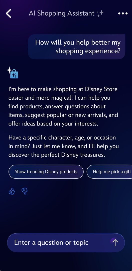 Disney Store&rsquo;s AI Personal Shopping Assistant