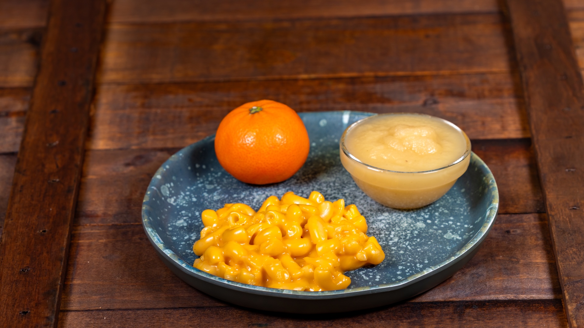 Disneyland Kids Meals Mac & Cheese with a Cuties Mandarin Orange, applesauce, and choice of small DASANI Water or small lowfat milk