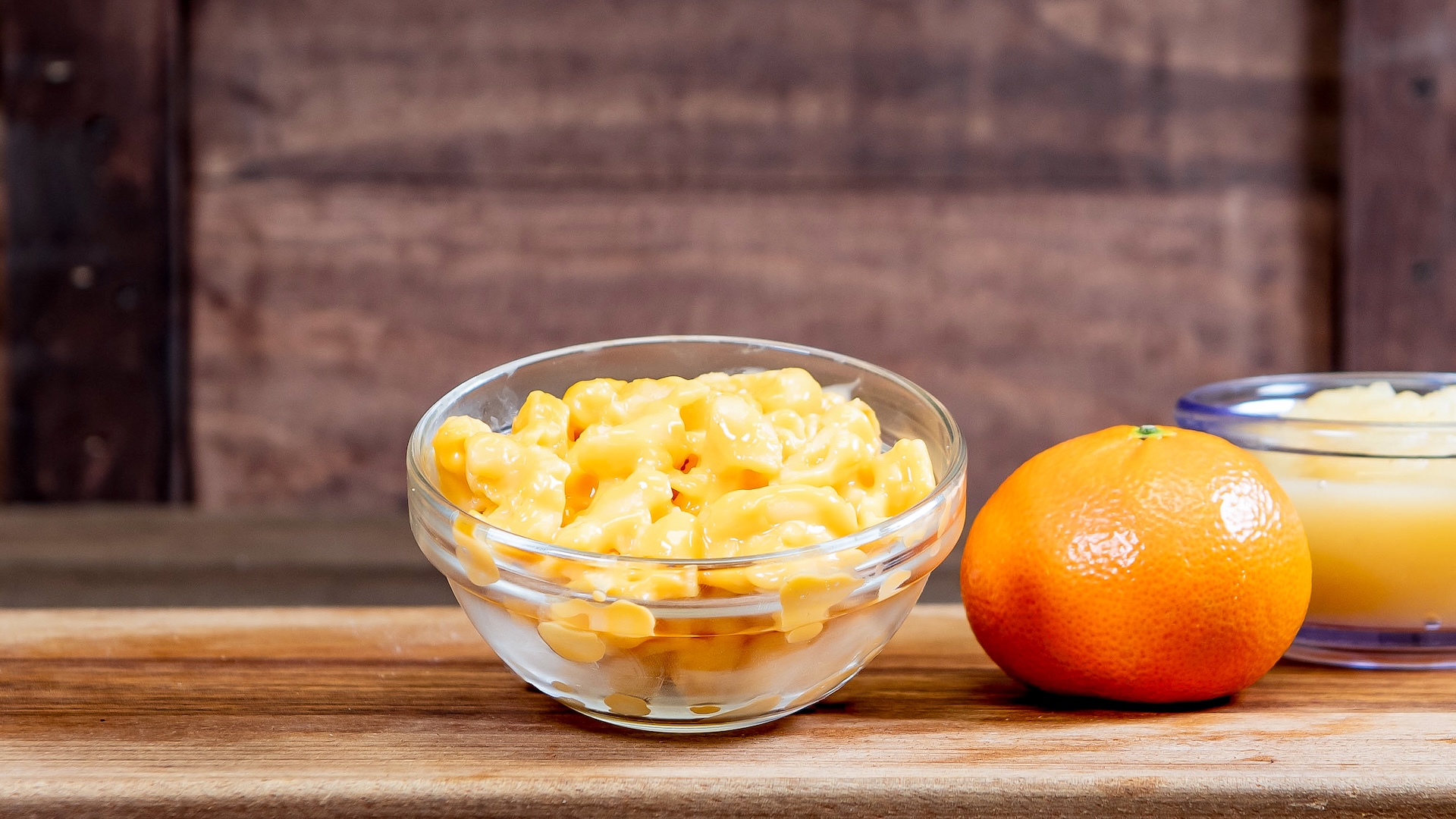 Disneyland Kids Meals Mac & Cheese with a Cuties Mandarin Orange, applesauce, and choice of small DASANI Water or small lowfat milk