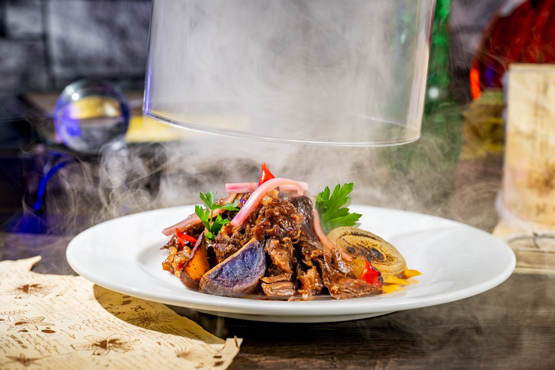 A Beast Forever: Braised beef short rib slowly cooked in cabernet sauvignon and figs, butternut squash pur&eacute;e, and roasted fall vegetables (New)