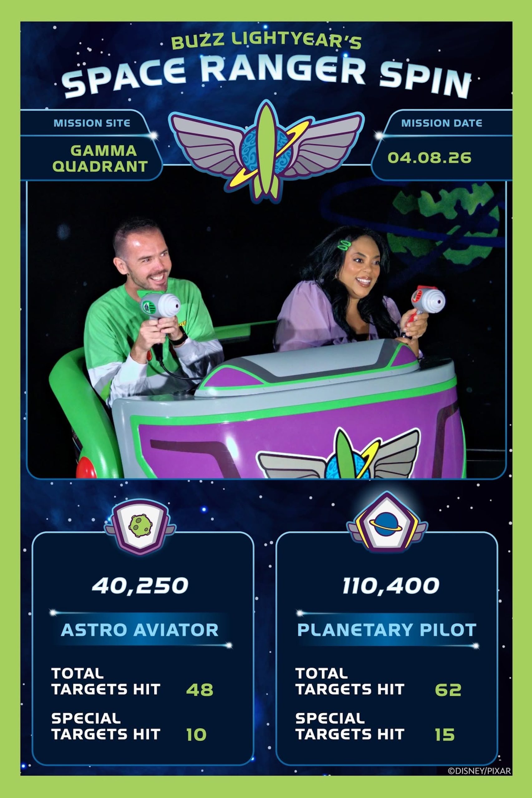 Photopass at Walt Disney World Space Ranger Spin Ride Photo