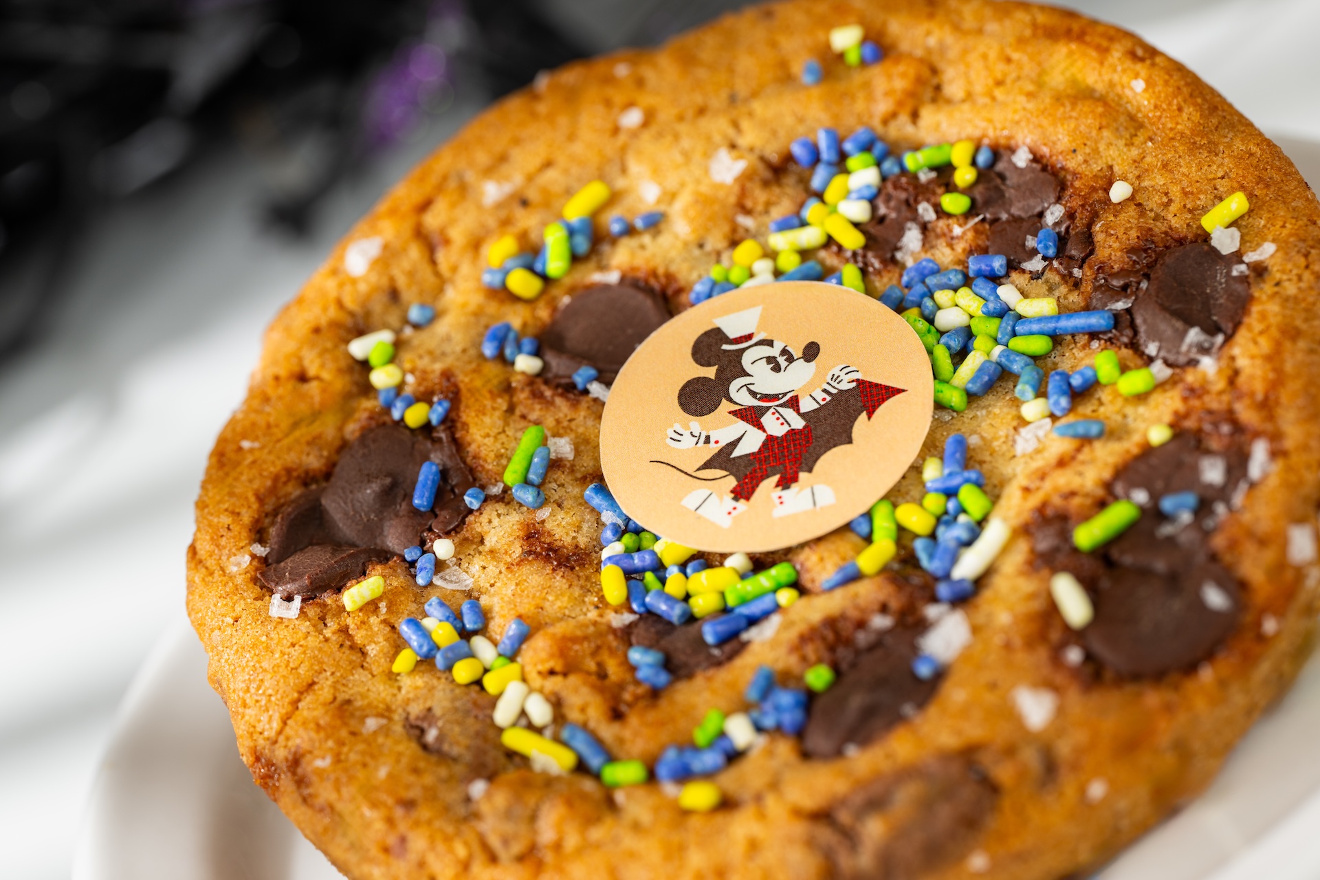 Halloween Cookie: Chocolate chip cookie with pretzel pieces, toffee, milk and dark chocolate chips, and chocolate coin