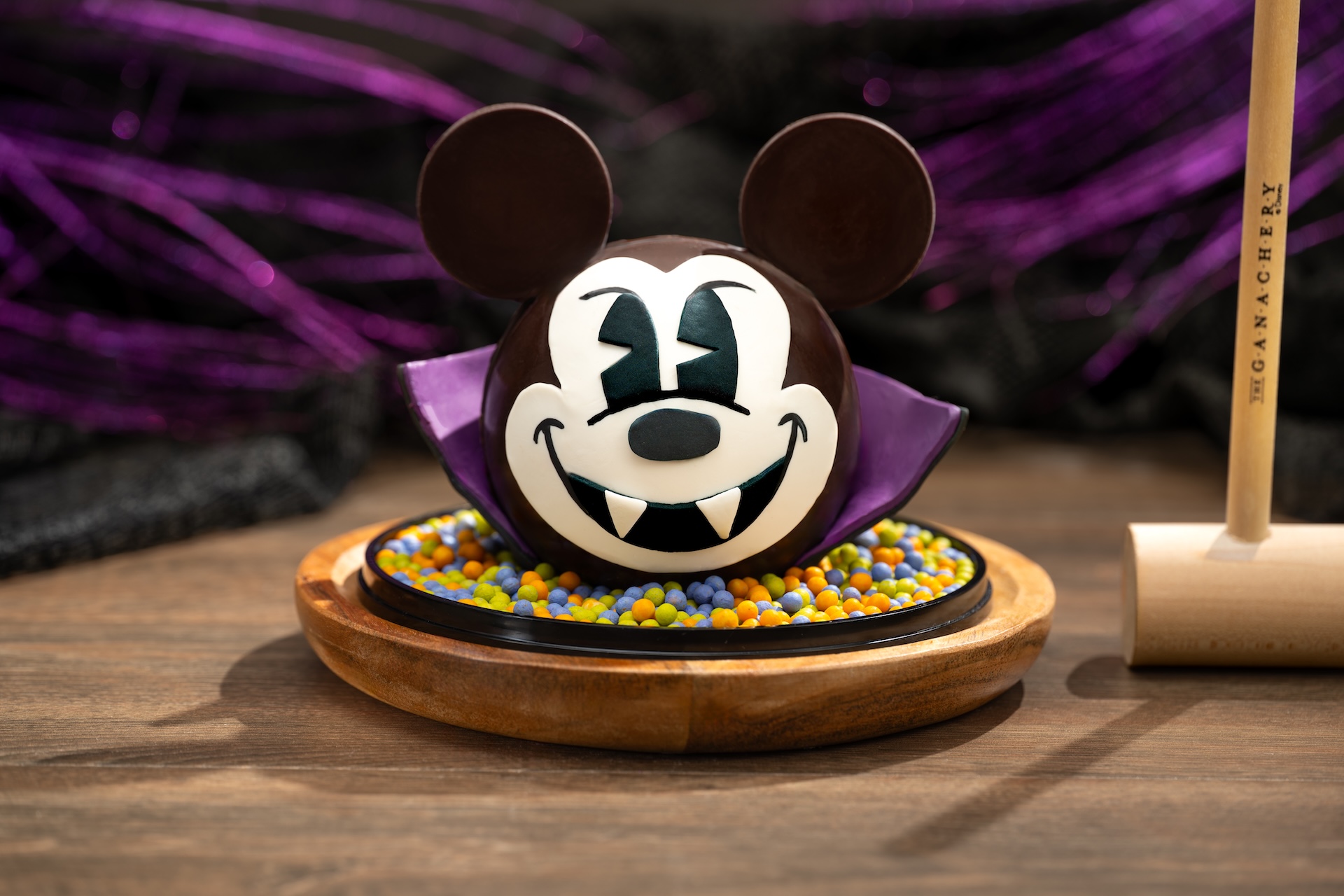 Vampire Mickey Chocolate Pi&ntilde;ata: Dark chocolate shell filled with blood orange jelly candies and milk chocolate ghosts (New)