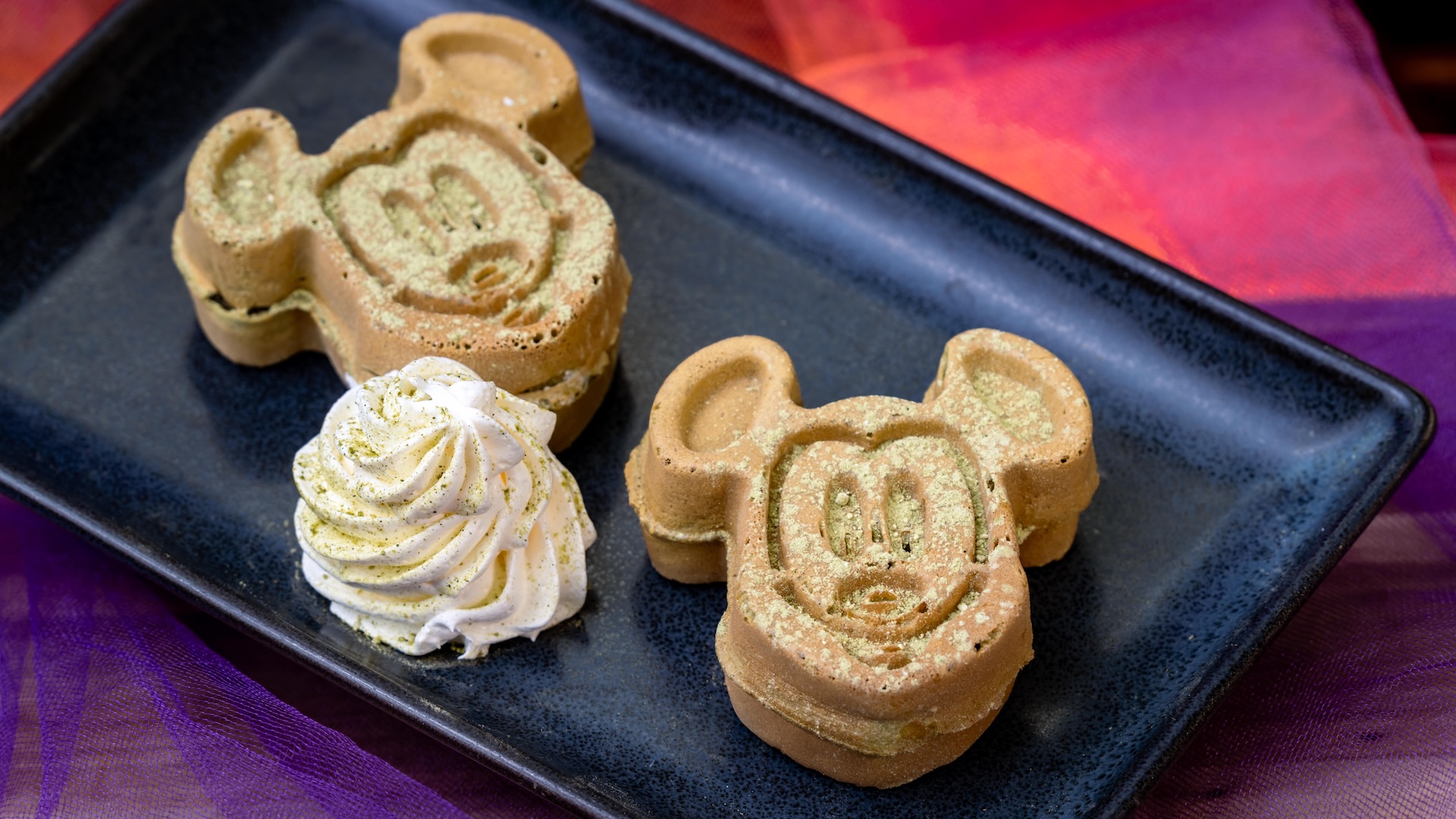 Matcha Mickey-shaped Waffles