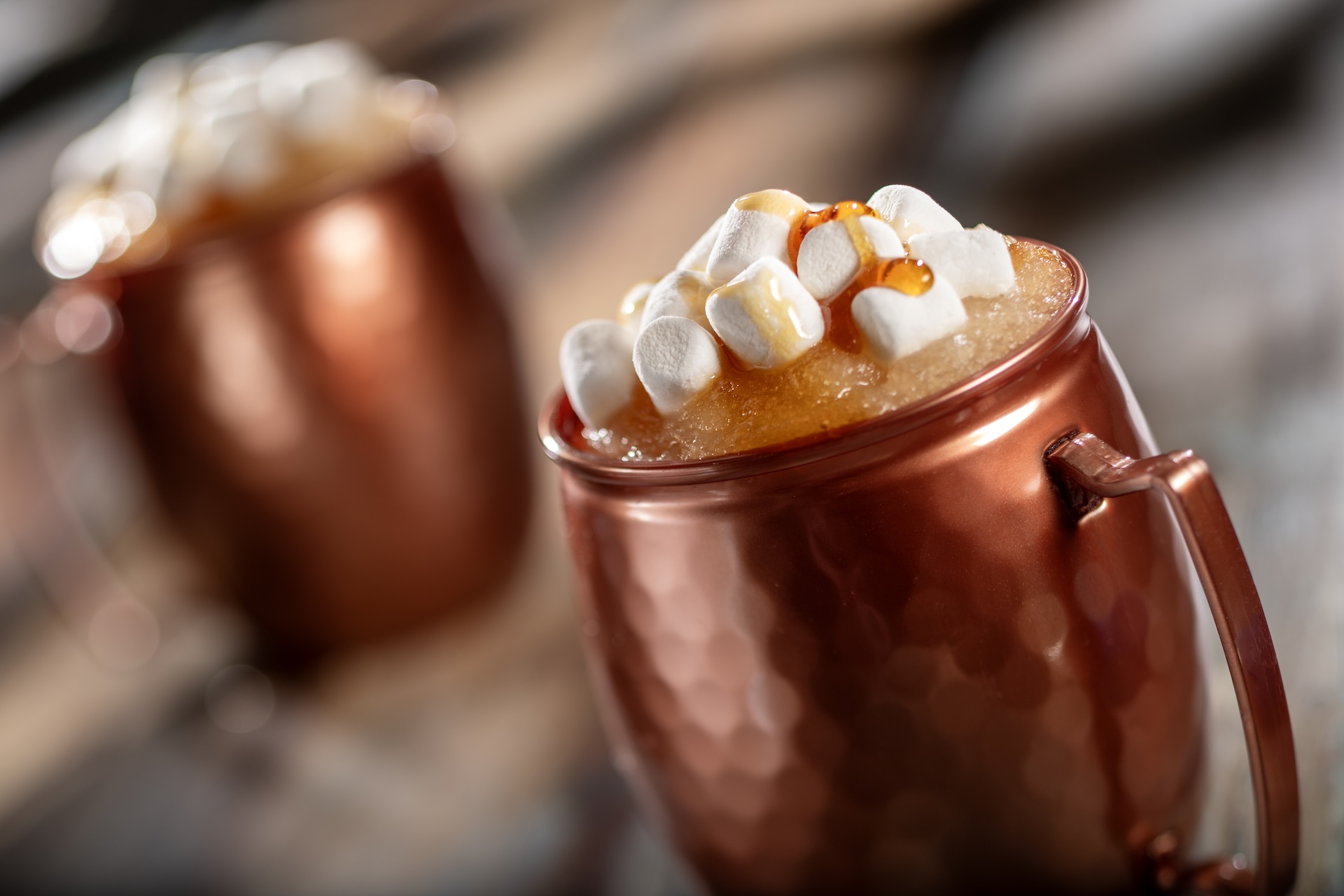 Frozen Apple Blossom: Apple cider, Seagram&rsquo;s Ginger Ale, Hartley Apple VSOP Brandy, mini marshmallows, and maple syrup (New)  