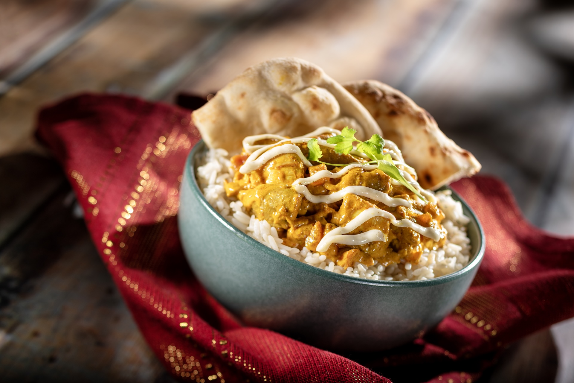 Chicken Tikka Masala with fennel-spiced yogurt and naan bread (Introduced in 2004) 