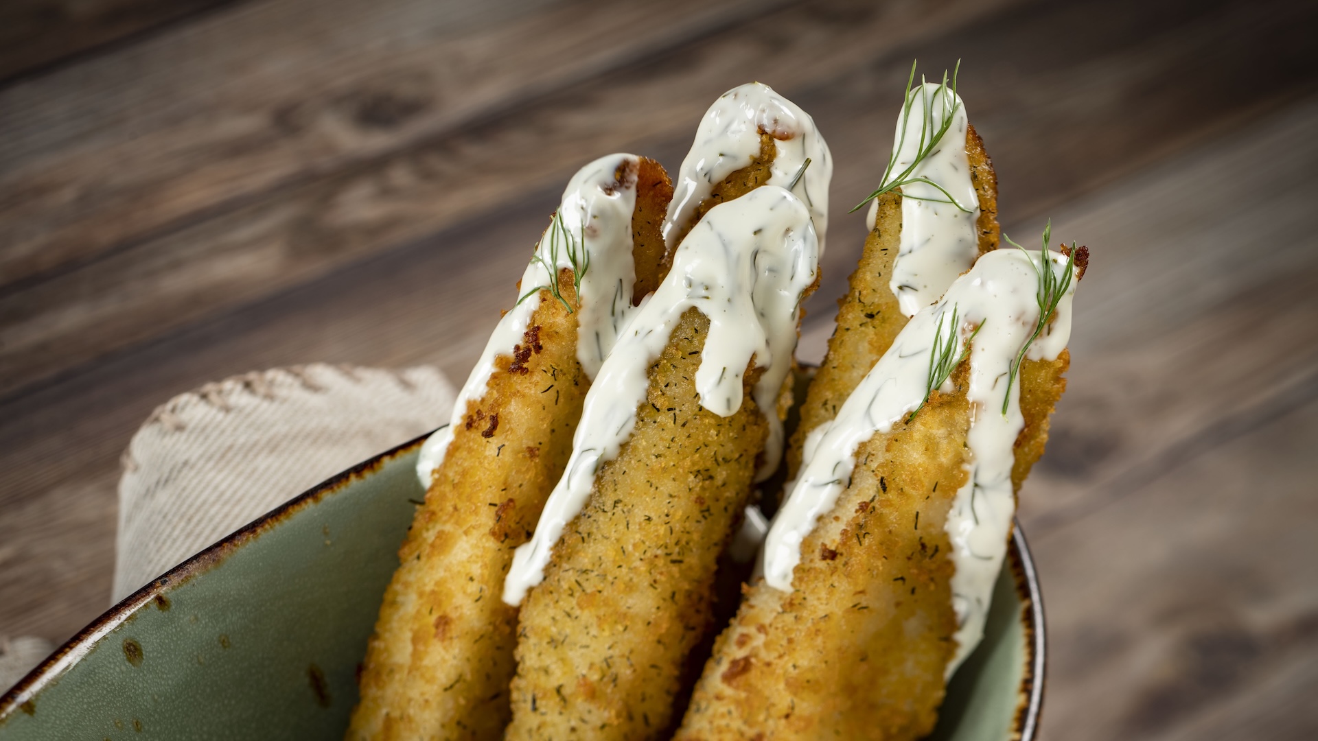 Fried Pickle Spears with dill ranch  