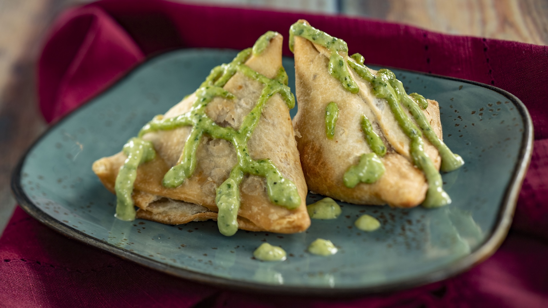 Potato-Pea Samosas with plant-based coriander-lime cream (Introduced in 2005) (Plant-based) 