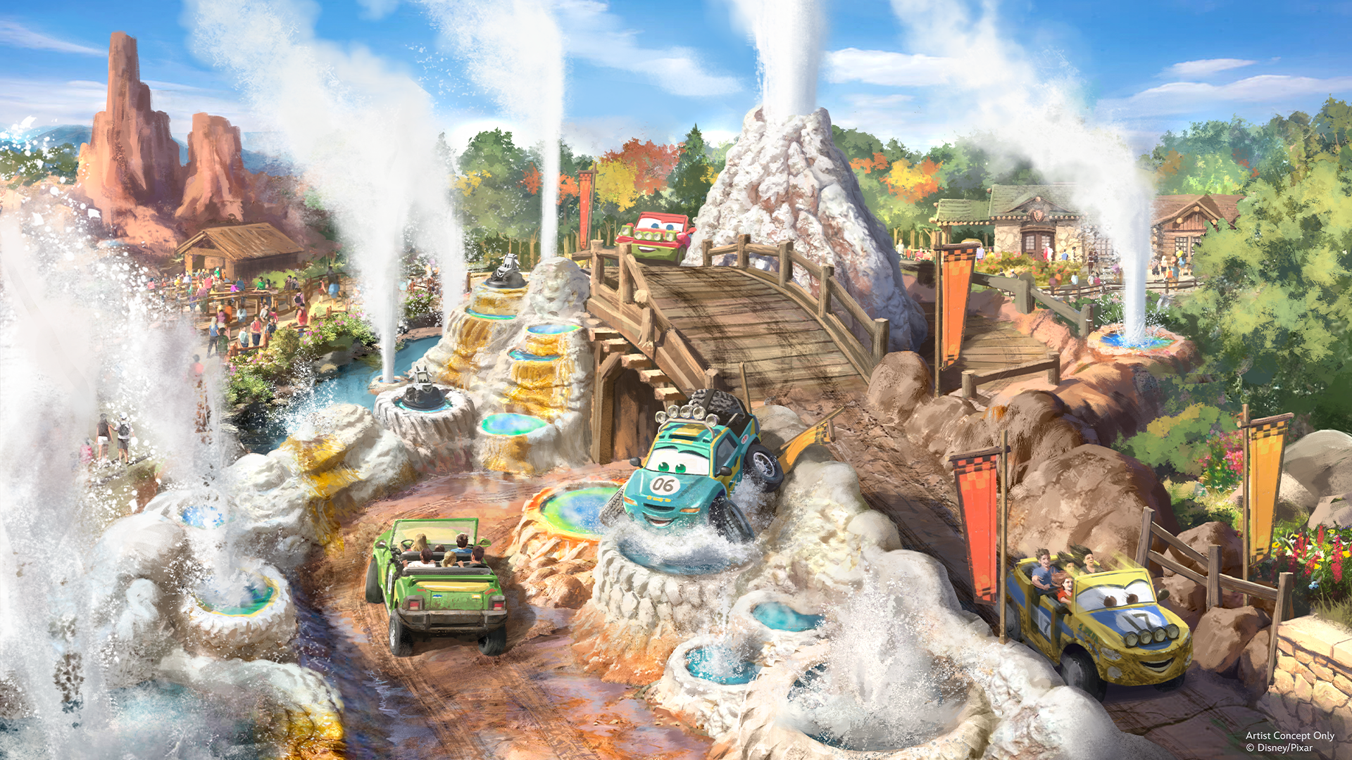 Geysers at Piston Peak in Frontierland D23